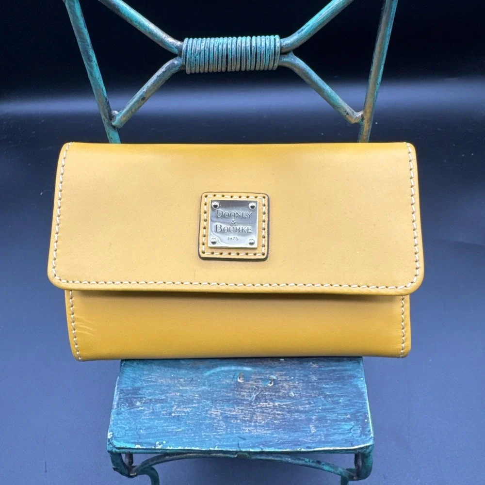 Dooney & Bourke Smooth Yellow Leather Front Flap Medium Size Wallet  NWOT